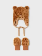 Rękawiczki dla dzieci - NAME IT Zestaw Czapka i Rękawiczki 13206456 Brązowy - miniaturka - grafika 1