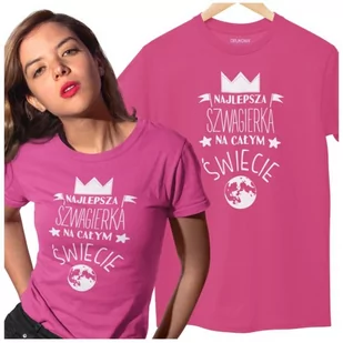 Koszulka dla Szwagierki na Urodziny z nadrukiem "Najlepsza Szwagierka na całym świecie" w kolorze różowym - Moda i Uroda OUTLET - miniaturka - grafika 1