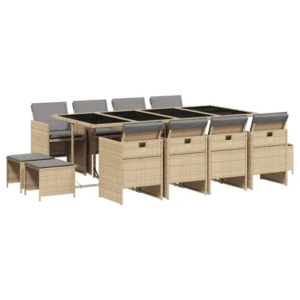 Zestaw Mebli Ogrodowych Rattan PE, Stół 220x106x73cm, Krzesła 50,5x54x79