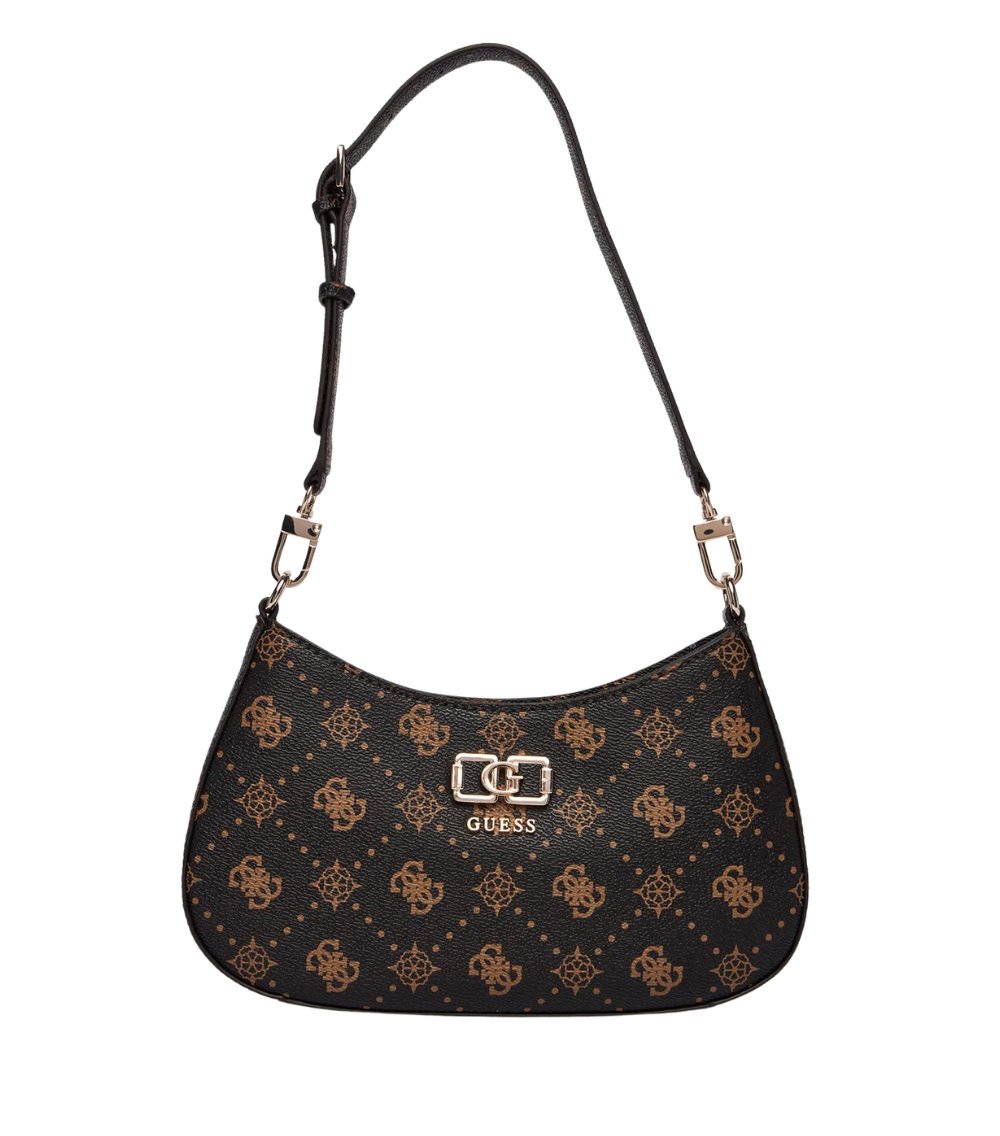 GUESS Ciemno-brązowa listonoszka damska w monogram Emelie