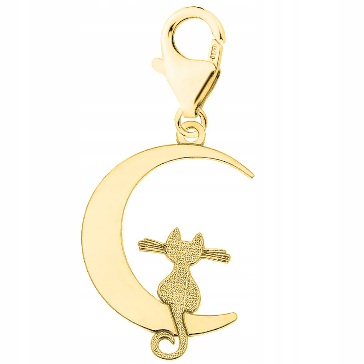 Złota Zawieszka Kot na Księżycu z Kotem Księżycem Karabińczyk SREBRO 925