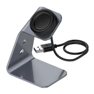 Akcesoria do smartwatchy - Aluminiowa Podstawka Z Ładowarką Do Samsung Galaxy Watch 4 40/44/42/46Mm 3 41/45Mm Active 1 40Mm Szara - miniaturka - grafika 1