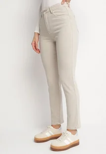 Jasnobeżowe Bawełniane Jeansy o Klasycznym Kroju Nallinda - Spodnie damskie - miniaturka - grafika 1