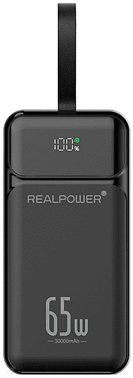 Realpower PB-27000 Pro,27.000mAh,65W,2x USB-A,2x USB-C,black