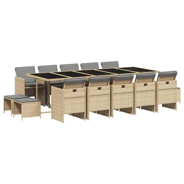 Zestaw mebli ogrodowych rattan PE 275x106x73 cm beż/czarny