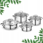 Zestawy garnków i patelni - ZESTAW GARNKÓW 8EL. STAL NIERDZEWNA 4 GARNKI POKRYWY KPL STEAM A1999 - miniaturka - grafika 1