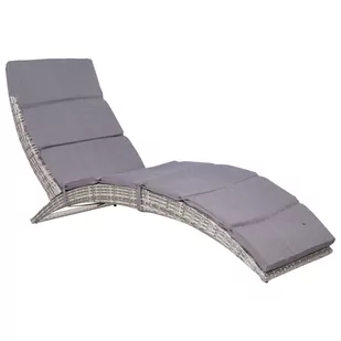 Dekoria Dekoria Leżak ogrodowy z polirattanu 159 x 57 x 76 cm szary 159 x 57 x 76 cm VXL-44133 - Meble ogrodowe - miniaturka - grafika 2