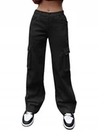 Spodnie damskie - SHEIN DAMSKIE SPODNIE CZARNE BOJÓWKI BASIC 36 V5Z - miniaturka - grafika 1