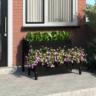 vidaXL Donica, czarna, 110x84x75 cm, lite drewno sosnowe - Donice - miniaturka - grafika 1