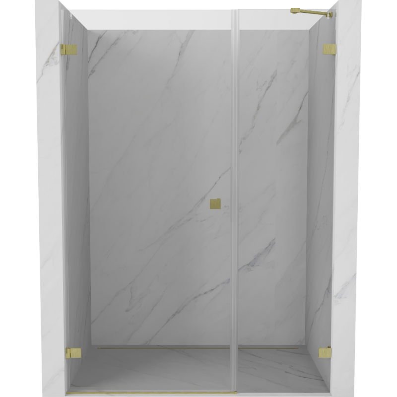 Mexen Lunar-B drzwi prysznicowe uchylne lewe 145 cm, transparent, złote szczotkowane - 832S-145-050-55-00-L