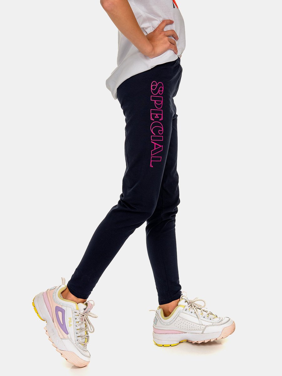 Bawełniane legginsy z nadrukiem granatowy 122