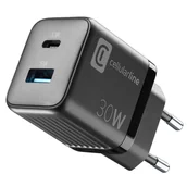 Pozostałe akcesoria do telefonów - Cellularline Multipower Micro GaN - Ładowarka sieciowa USB-C & USB-A Power Delivery 30W (czarny) - miniaturka - grafika 1