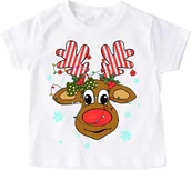 Koszulki dla dziewczynek - Koszulka dla dzierwczynki z reniferem na mikołajki santa59 - miniaturka - grafika 1