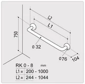 Akcesoria łazienkowe - Poręcz prosta biała Ergoplus 60 cm, średnica poręczy: 32mm - miniaturka - grafika 1