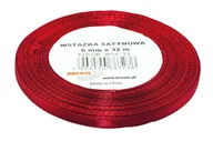 Pasmanteria - Brewis Wstążka dekoracyjna satynowa 6mmx32m ciemnoczerwona 33 - miniaturka - grafika 1