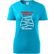 Koszulki i topy damskie - Damska Koszulka z Nadrukiem Kobieta po 40-tce to Prezent na Urodziny turkusowy M - miniaturka - grafika 1