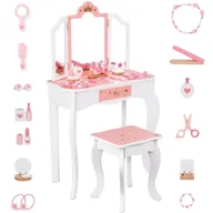 Klocki - TOOKY TOY Drewniana Toaletka z Krzesełkiem Składane Lusterko Akcesoria 15 el. - miniaturka - grafika 1