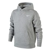 Bluzy dla chłopców - Nike Chłopięca bluza z kapturem szczotkowany polar ciemnoszary, wrzos / biały 122�128 cm (XS) - miniaturka - grafika 1