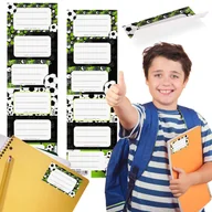 Szkolne artykuły papiernicze - Piłka nożna Naklejki NA ZESZYT, Szkolne naklejki imienne na podręczniki, SAMOPRZYLEPNE nalepki ZESTAW 12 NAKLEJEK x2 - miniaturka - grafika 1