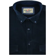 Koszule męskie - Koszula Męska Sztruksowa Codzienna Casual ciemna granatowa z długim rękawem w kroju REGULAR Formax J552 - miniaturka - grafika 1