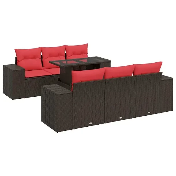 Zestaw mebli ogrodowych brązowy z poduszkami, rattan PE, 100 x 55 x 44/73