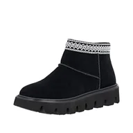 Kozaki damskie - Rieker Damskie W2074 krótkie kozaki, czarne, 41 EU, czarny, 41 EU - miniaturka - grafika 1