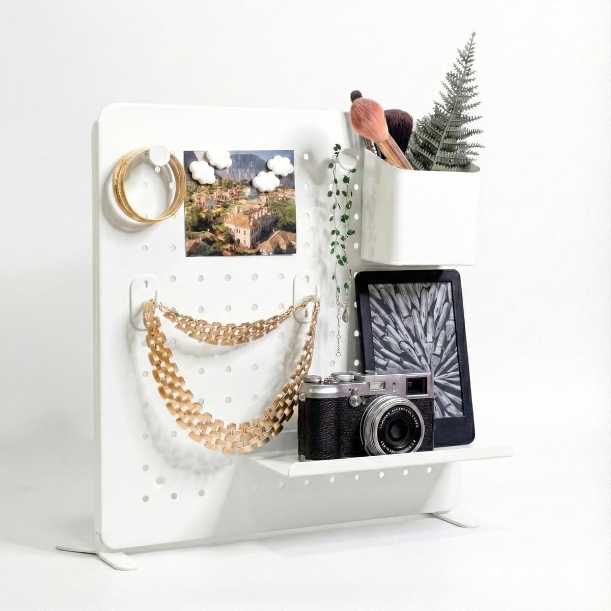 Tablica Stojak na Biżuterię Organizer Stojąca lub na Ścianę 37x37 cm Biała