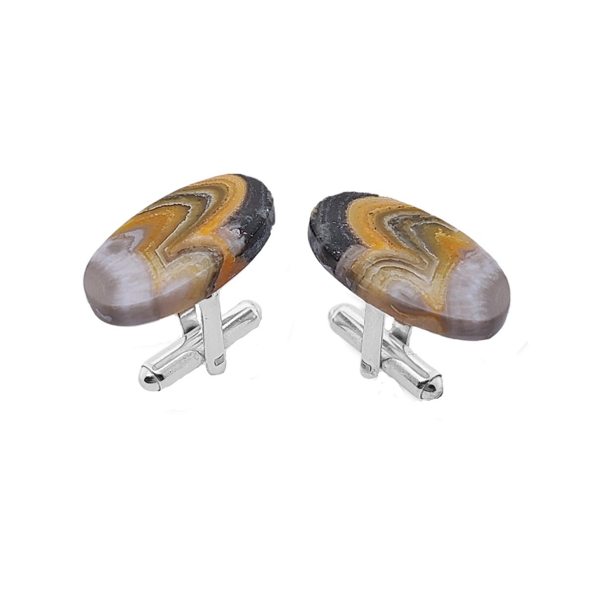 Srebrne spinki do mankietów Jaspis BumbleBee Jaspis Trzmieli (S1395) Srebro [925]