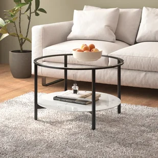 vidaXL Stolik boczny czarno-biały marmurowy 70 cm szkło hartowane - Stolik boczny - Stoliki boczne - Stolik do herbaty - Stolik kawowy - Ławy i stoliki kawowe - miniaturka - grafika 1