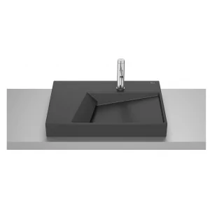 ROCA A32727608B HORIZON Umywalka nablatowa GEOMETRIC 60x42 cm z otworem na bateri? CZARNY MAT - Umywalki - miniaturka - grafika 1