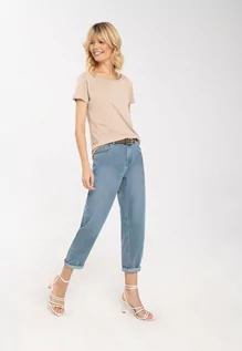 Spodnie damskie - Spodnie jeansowe damskie, Mom Fit, D-TELLSY - Volcano - grafika 1