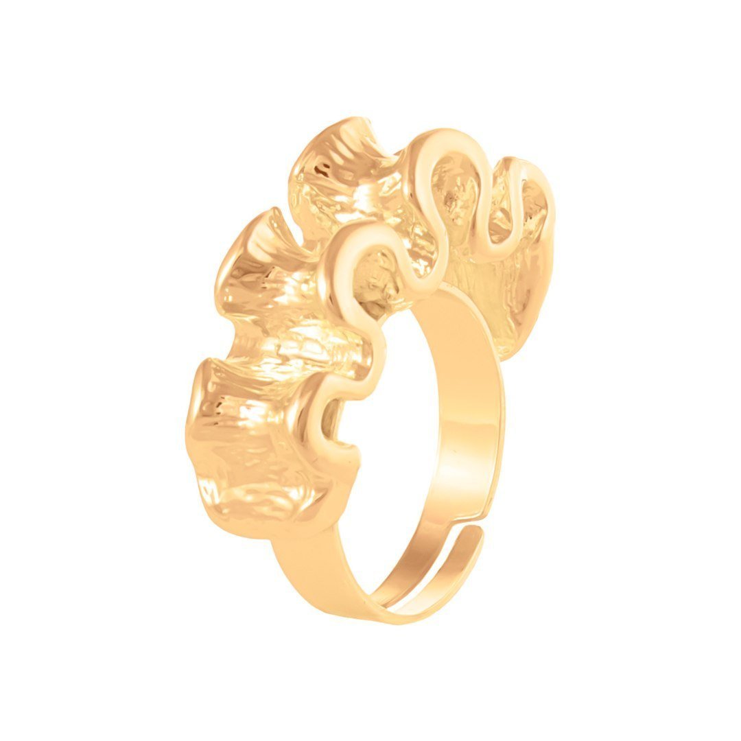 Regulowany, pozłacany pierścionek z falbanką (R25/JES/165AU)
