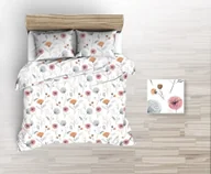 Pościel - Pościel z kory 140x200 szare różowe pomarańczowe maki na białym tle - miniaturka - grafika 1