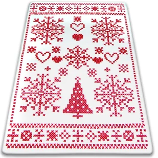 Dywan DYWANY ŁUSZCZÓW Xmas F791, krem/czerwony, 133x190 cm - Dywany - miniaturka - grafika 1