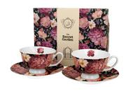 Filiżanki - Filiżanki do kawy i herbaty porcelanowe ze spodkami DUO royal SPRING ROSES BLACK 250 ml 2 szt - miniaturka - grafika 1