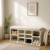 Szafki na buty - Szafka na Buty z Siedziskiem AXEL 104 cm do Przedpokoju Biała Nowoczesna - miniaturka - grafika 1