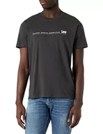 Koszulki męskie - Lee Męski t-shirt z logo, kolor czarny sprany, Washed Black, M - miniaturka - grafika 1