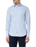 Sukienki - Tommy Hilfiger Męska sukienka koszulowa Cl Stretch Solid Poplin Rf, Niestandardowy kolor jasnoniebieski, 42 - miniaturka - grafika 1