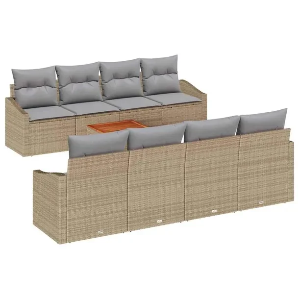 Zestaw Mebli Ogrodowych Modułowych Rattan Beżowy/Jasnoszary 55x55x37 cm