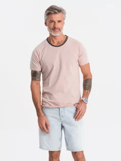 Koszulki męskie - T-shirt męski bawełniany - brzoskwiniowy V5 S1385 - grafika 1