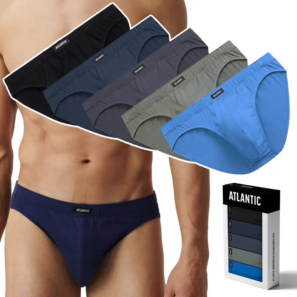 Slipy męskie 5 PAR sportowe bawełniane ATLANTIC 5SMP-002 - XL