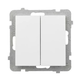 LEDart wiecznikowy dwugrupowy, Ospel AS ŁP-2G/m/00, bez ramki, kolor biały - Wyłączniki światła i elektryczne - miniaturka - grafika 1