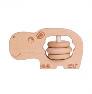 Grzechotka hipopotam drewniana - Grzechotki dla dzieci - miniaturka - grafika 1