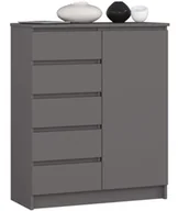 Komody - Grafitowa Komoda Z 5 Szufladami I Drzwiczkami R4-T84 - miniaturka - grafika 1