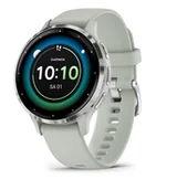 Smartwatch - Garmin Venu 3S 010-02785-01 - 41mm - srebrny bezel ze stali nierdzewnej w kolorze Sage Grey i silikonowym paskiem - miniaturka - grafika 1