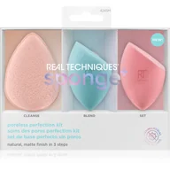 Gąbeczki do makijażu - Real Techniques Poreless Perfection Kit Zestaw Oczyszczająca gąbeczka 1 szt. + gąbeczka do pudru 1 szt. + gąbeczka do podkładu 1 szt. - miniaturka - grafika 1
