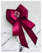 Broszki - Brosza / Krawat w kolorze burgund z kryształkiem Exclusive - miniaturka - grafika 1