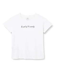 Armani Exchange Koszulka damska Sustainable, Boyfriend Fit, Printed Quote, biały, L - Koszulki i topy damskie - miniaturka - grafika 1