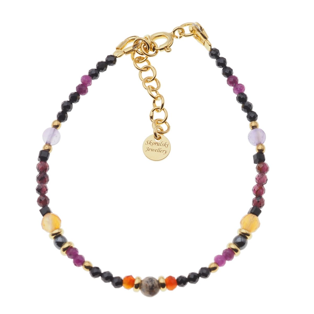 Bransoletka znak zodiaku baran - mix kamieni i srebro złocone