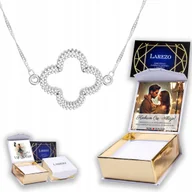 Naszyjniki - Naszyjnik Srebrny 925 z Kwiatem Koniczynką Roślina Kwiat Koniczyna + NADRUK - miniaturka - grafika 1